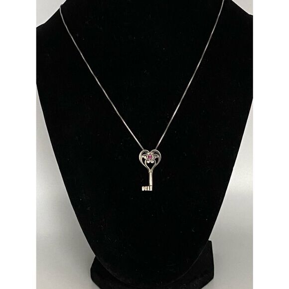Sterling 18” 925 Silver  “Key to my Heart” Ne klace - Picture 4 of 12